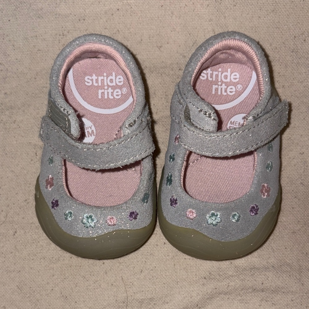 Stride Rite Pink and Gray Baby Shoes